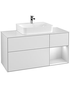 Villeroy und Boch Finion Villeroy und Boch G171MTMT 120cm, plaque de recouvrement blanc mat, Emotion, étagère à droite laqué blanc mat, laqué blanc mat