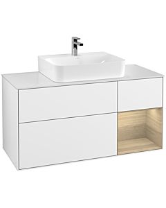 Villeroy und Boch Finion Villeroy und Boch G171PCGF 120cm, plaque de finition blanc mat, Emotion, étagère à droite Oak Veneer , laqué blanc brillant