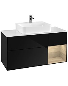 Villeroy und Boch Finion Villeroy und Boch G171PCPH 120cm, plaque de finition blanc mat, émotion, étagère à droite Oak Veneer , Glossy Black Lacquer