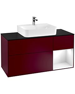 Villeroy und Boch Finion Waschtischunterschrank G172GFHB 120cm, Abdeckplatte black matt, Emotion, Regal rechts Glossy white lacquer, Peony Matt