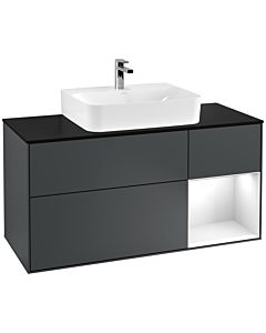 Villeroy und Boch Finion Villeroy und Boch Finion G172GFHG 120cm, cover plate black matt, Emotion, shelf on the right Glossy white lacquer, midnight Blue Matt Lacquer