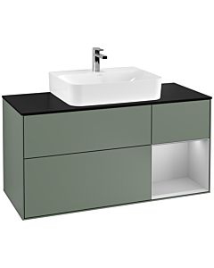 Villeroy und Boch Finion Villeroy und Boch G172GJGM 120cm, plaque de finition noir mat, Emotion, étagère à droite gris clair mat, Olive Matt Lacquer