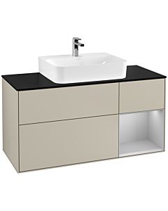 Villeroy und Boch Finion Villeroy und Boch Finion G172GJHH 120cm, cover plate black matt, Emotion, shelf on the right light gray matt, Sand Matt Lacquer
