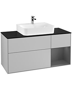 Villeroy und Boch Finion Villeroy und Boch G172GKGJ 120cm, plaque de finition noir mat, Emotion, étagère à droite Anthracite mat, Gris clair mat