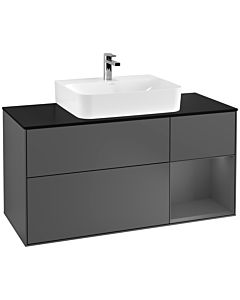 Villeroy und Boch Finion Villeroy und Boch G172GKGK 120cm, plaque de finition noir mat, Emotion, étagère à droite Anthracite mat, Anthracite mat