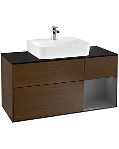 Villeroy und Boch Finion Villeroy und Boch Finion G172GKGN 120cm, cover plate black matt, Emotion, shelf on the right anthracite matt, walnut veneer