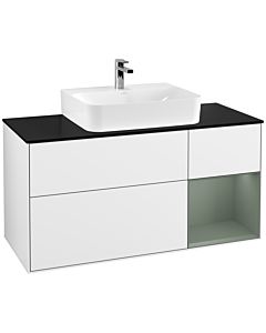 Villeroy und Boch Finion Villeroy und Boch G172GMGF 120cm, couvercle noir mat, émotion, étagère à droite Olive Matt Lacquer , laqué blanc brillant