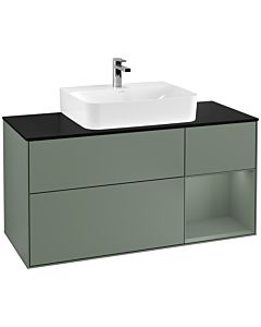 Villeroy und Boch Finion Villeroy und Boch Finion G172GMGM 120cm, cover plate black matt, Emotion, shelf on the right Olive Matt Lacquer , Olive Matt Lacquer