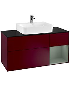 Villeroy und Boch Finion Villeroy und Boch Finion G172GMHB 120cm, cover plate black matt, Emotion, shelf on the right Olive Matt Lacquer , Peony Matt