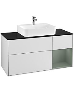 Villeroy und Boch Finion Villeroy und Boch Finion G172GMMT 120cm, cover plate black matt, Emotion, shelf on the right Olive Matt Lacquer , white matt lacquer