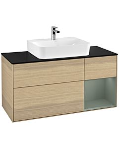 Villeroy und Boch Finion Villeroy und Boch Finion G172GMPC 120cm, cover plate black matt, Emotion, shelf on the right Olive Matt Lacquer , Oak Veneer