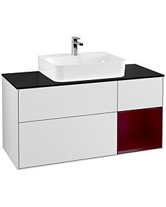 Villeroy und Boch Finion Villeroy und Boch Finion G172HBMT 120cm, cover plate black matt, Emotion, shelf on the right Peony , white matt lacquer