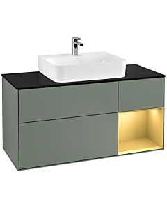 Villeroy und Boch Finion Villeroy und Boch G172HFGM 120cm, plaque de finition noir mat, Emotion, étagère droite or mat, Olive Matt Lacquer