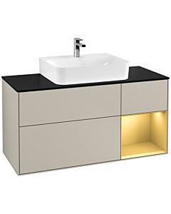 Villeroy und Boch Finion Villeroy und Boch G172HFHH 120cm, plaque de finition noir mat, Emotion, étagère droite or mat, Sand Matt Lacquer