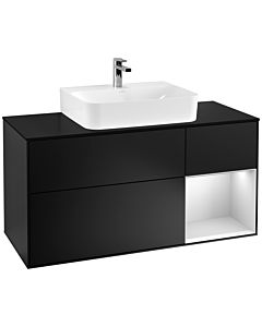 Villeroy und Boch Finion Villeroy und Boch Finion G172MTPD 120cm, cover plate black matt, Emotion, shelf on the right white matt lacquer, black matt lacquer
