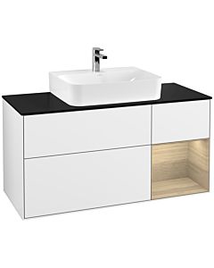 Villeroy und Boch Finion Villeroy und Boch Finion G172PCGF 120cm, cover plate black matt, Emotion, shelf on the right Oak Veneer , glossy white lacquer
