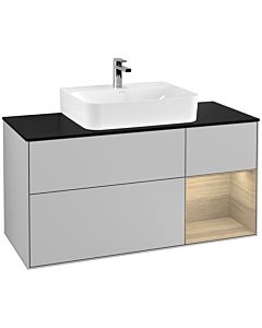 Villeroy und Boch Finion Villeroy und Boch G172PCGJ 120cm, plaque de finition noir mat, Emotion, étagère à droite Oak Veneer , gris clair mat