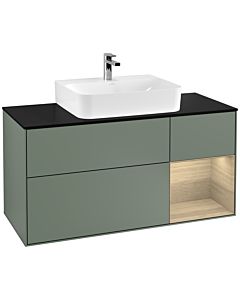 Villeroy und Boch Finion Villeroy und Boch Finion G172PCGM 120cm, cover plate black matt, Emotion, shelf on the right Oak Veneer , Olive Matt Lacquer