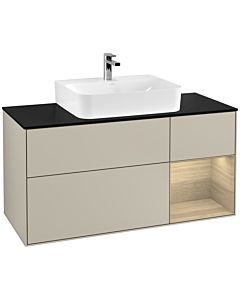 Villeroy und Boch Finion Villeroy und Boch G172PCHH 120cm, plaque de finition noir mat, Emotion, étagère à droite Oak Veneer , Sand Matt Lacquer