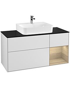 Villeroy und Boch Finion Villeroy und Boch Finion G172PCMT 120cm, cover plate black matt, Emotion, shelf on the right Oak Veneer , white matt lacquer