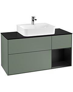 Villeroy und Boch Finion Villeroy und Boch G172PDGM 120cm, plaque de finition noir mat, Emotion, étagère à droite Laque noir mat, Olive Matt Lacquer