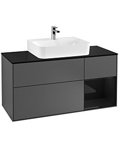 Villeroy und Boch Finion Villeroy und Boch Finion G172PHGK 120cm, cover plate black matt, Emotion, shelf right Glossy Black Lacquer , anthracite matt