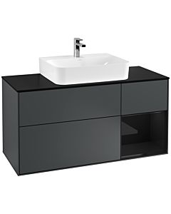 Villeroy und Boch Finion Villeroy und Boch G172PHHG 120cm, plaque de finition noir mat, Emotion, étagère à droite Glossy Black Lacquer , Midnight Blue Matt Lacquer
