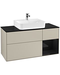 Villeroy und Boch Finion Villeroy und Boch G172PHHH 120cm, plaque de finition noir mat, émotion, étagère à droite Glossy Black Lacquer , Sand Matt Lacquer