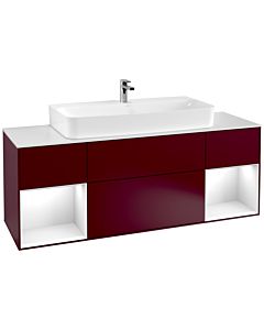 Villeroy und Boch Finion Villeroy und Boch G211GFHB 160cm, plaque de finition blanc mat, Emotion, étagères Laque blanc brillant, Peony Matt