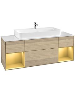 Villeroy und Boch Finion Villeroy und Boch Finion G211HFPC 160cm, cover plate white matt, Emotion, shelves gold matt lacquer, Oak Veneer