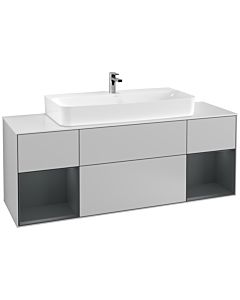 Villeroy und Boch Finion Waschtischunterschrank G211HGGJ 160cm, Abdeckplatte white matt, Emotion, Regale Midnight matt lacquer, Light grey matt