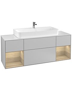 Villeroy und Boch Finion Villeroy und Boch G211PCGJ 160cm, plaque de finition blanc mat, Emotion, étagères Oak Veneer , gris clair mat