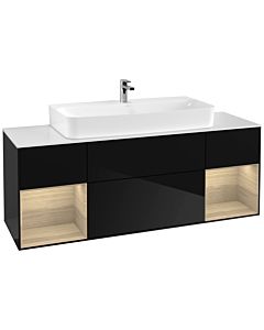 Villeroy und Boch Finion Villeroy und Boch G211PCPH 160cm, plaque de finition blanc mat, emotion, étagères Oak Veneer , Glossy Black Lacquer