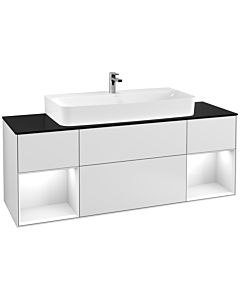 Villeroy und Boch Finion Villeroy und Boch Finion G212GFMT 160cm, cover plate black matt, Emotion, shelves Glossy white lacquer, White matt lacquer