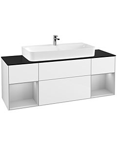 Villeroy und Boch Finion Villeroy und Boch Finion G212GJGF 160cm, cover plate black matt, Emotion, shelves light gray matt lacquer, glossy white lacquer