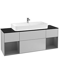 Villeroy und Boch Finion Villeroy und Boch Finion G212GKGJ 160cm, cover plate black matt, Emotion, shelves anthracite matt lacquer, light gray matt