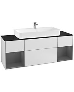 Villeroy und Boch Finion Villeroy und Boch Finion G212GKMT 160cm, cover plate black matt, Emotion, shelves anthracite matt lacquer, white matt lacquer
