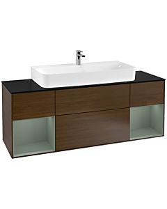 Villeroy und Boch Finion Villeroy und Boch Finion G212GMGN 160cm, cover plate black matt, Emotion, shelves olive matt lacquer, walnut veneer