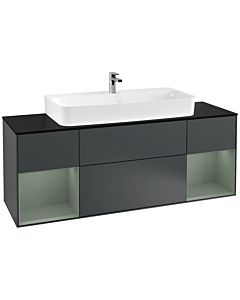 Villeroy und Boch Finion Villeroy und Boch Finion G212GMHG 160cm, cover plate black matt, Emotion, shelves olive matt lacquer, midnight Blue Matt Lacquer
