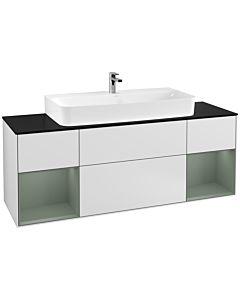 Villeroy und Boch Finion Villeroy und Boch Finion G212GMMT 160cm, cover plate black matt, Emotion, shelves olive matt lacquer, white matt lacquer