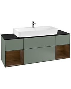 Villeroy und Boch Finion Villeroy und Boch G212GNGM 160cm, plaque de finition noire mate, Emotion, étagères en placage de noyer, Olive Matt Lacquer