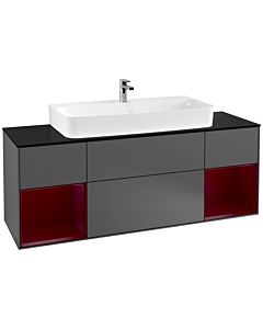 Villeroy und Boch Finion Villeroy und Boch Finion G212HBGK 160cm, cover plate black matt, Emotion, shelves Peony matt lacquer, anthracite matt