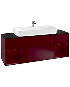 Villeroy und Boch Finion Waschtischunterschrank G212HBHB 160cm, Abdeckplatte black matt, Emotion, Regale Peony matt lacquer, Peony Matt