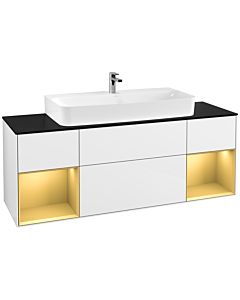 Villeroy und Boch Finion Villeroy und Boch Finion G212HFGF 160cm, cover plate black matt, Emotion, shelves gold matt lacquer, glossy white lacquer