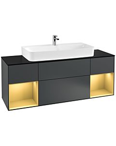 Villeroy und Boch Finion Villeroy und Boch Finion G212HFHG 160cm, cover plate black matt, Emotion, shelves gold matt lacquer, midnight Blue Matt Lacquer