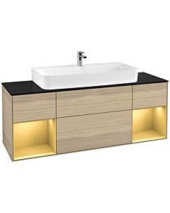 Villeroy und Boch Finion Villeroy und Boch G212HFPC 160cm, plaque de finition noir mat, Emotion, étagères laqué or mat, Oak Veneer