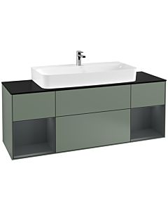 Villeroy und Boch Finion Villeroy und Boch G212HGGM 160cm, plaque de finition noir mat, Emotion, étagères laqué mat minuit, Olive Matt Lacquer