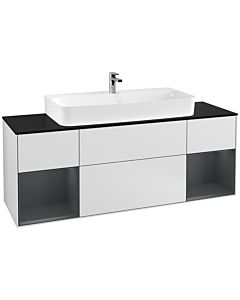 Villeroy und Boch Finion Villeroy und Boch Finion G212HGMT 160cm, cover plate black matt, Emotion, shelves midnight matt lacquer, white matt lacquer