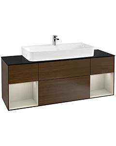 Villeroy und Boch Finion Villeroy und Boch Finion G212HHGN 160cm, cover plate black matt, Emotion, shelves sand matt lacquer, walnut veneer