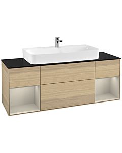 Villeroy und Boch Finion Villeroy und Boch Finion G212HHPC 160cm, cover plate black matt, Emotion, shelves sand matt lacquer, Oak Veneer